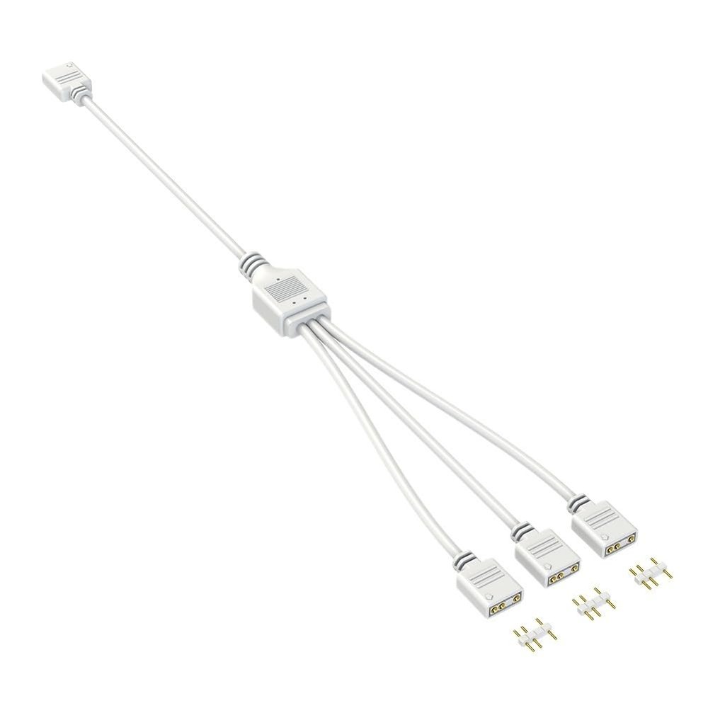mangxiyis ARGB Splitter 5V 3 Pin 1 to 4/3/2 All Mainboard ARGB Extension Cable with Adapter Pin(White 1 to 3)