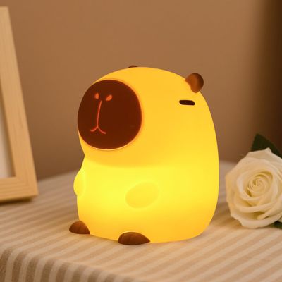 Daixinde Capybara Night Light for Kids, Cute Squishy Silicone Capybara Lamp, 50-Hour Rechargeable Bedside Light with Tap Control, 2 Brightness Levels, 30-Min Auto-Off Timer, Nursery Room Decor Gift
