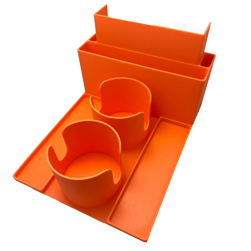 C172 Cockpit Organizer with Dual Cup Holders, Checklist Holder and Two Storage Trays (Orange)