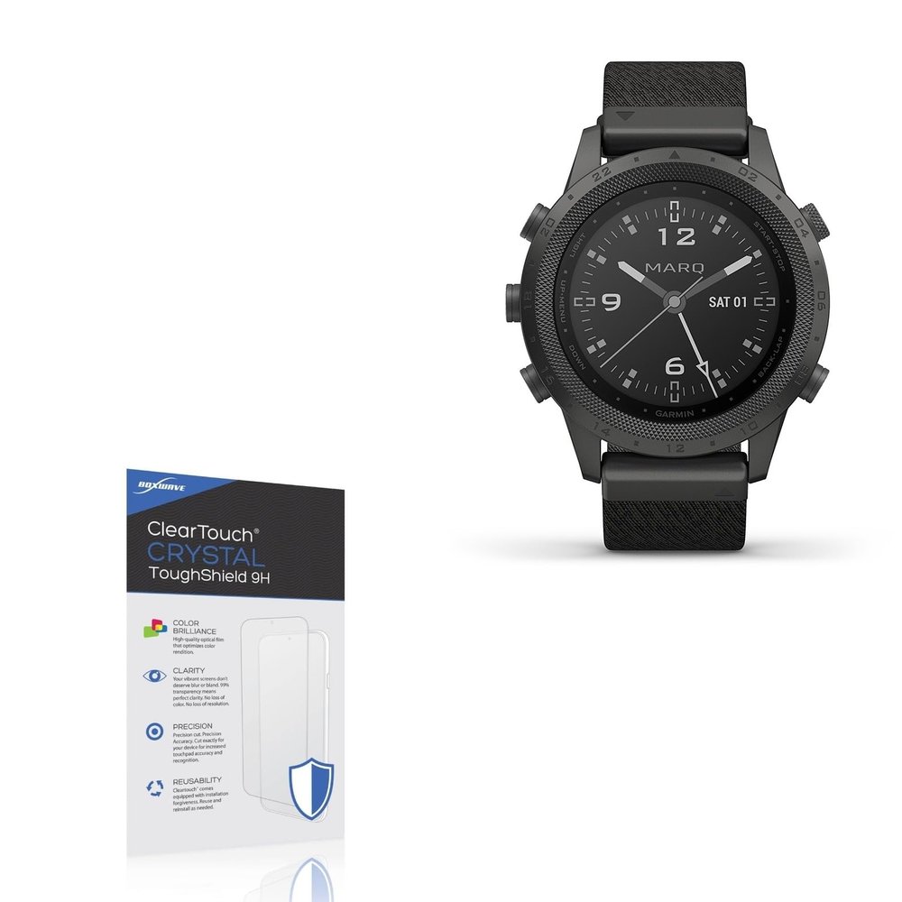 BoxWave Screen Protector Compatible with Garmin MARQ Commander - ClearTouch Crystal ToughShield 9H (2-Pack), Clear 9H Tough Flexible Film Screen Protector