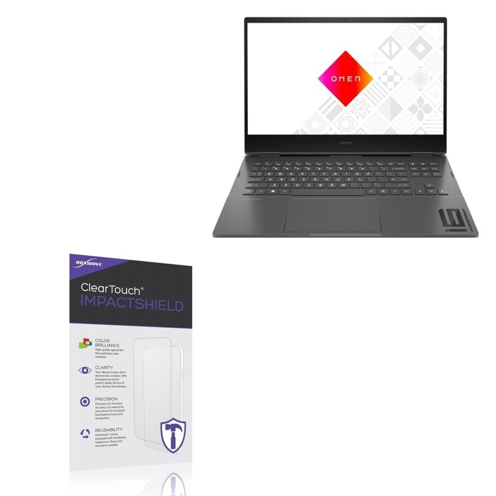 BoxWave Screen Protector Compatible With HP Omen 16 (16z-n000) - ClearTouch ImpactShield (2-Pack), Impenetrable Screen Protector Flexible Film