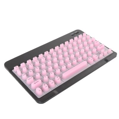 Sanpyl Keyboard for Long Nails, Wireless Bluetooth Keyboard with Silicone Raised Protective Cover, for Wins, for Android, for iOS, Slim Quiet (Pink)