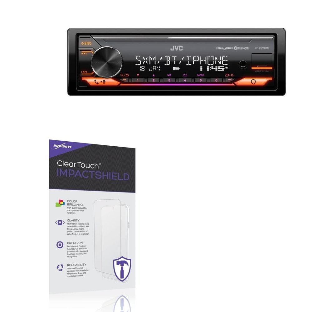 BoxWave Screen Protector Compatible With JVC KD-X370BTS - ClearTouch ImpactShield (2-Pack), Impenetrable Screen Protector Flexible Film