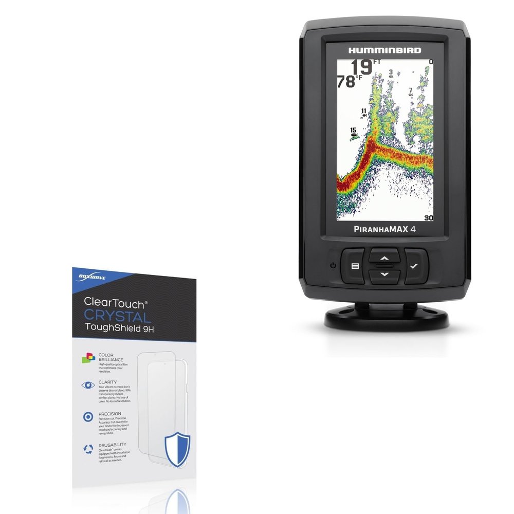 BoxWave Screen Protector Compatible With Humminbird PiranhaMAX 4 PT - ClearTouch Crystal ToughShield 9H (2-Pack), Clear 9H Tough Flexible Film Screen Protector