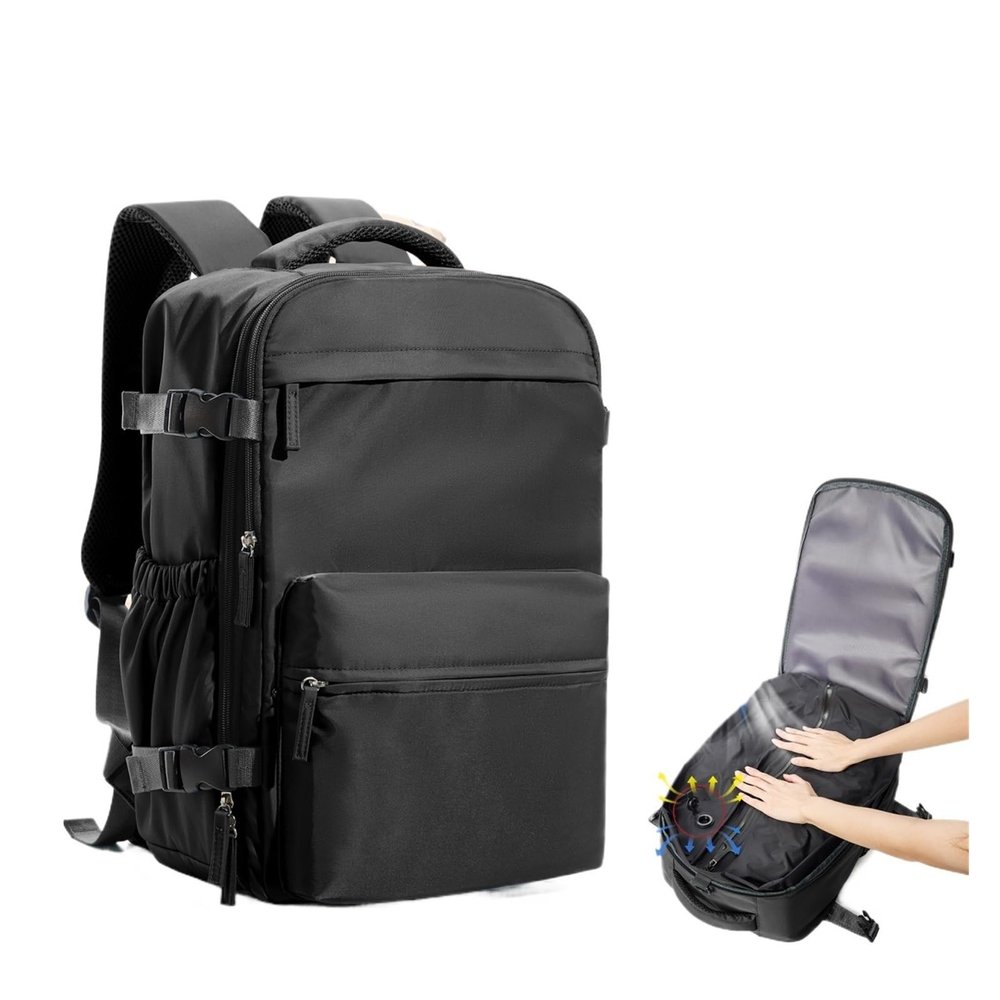 ERJGIKL Vacuum Compression Backpack Men Women Laptop Travel Backpack Vacuum Compression Business Large Capacity School(Black Bag with Pump)