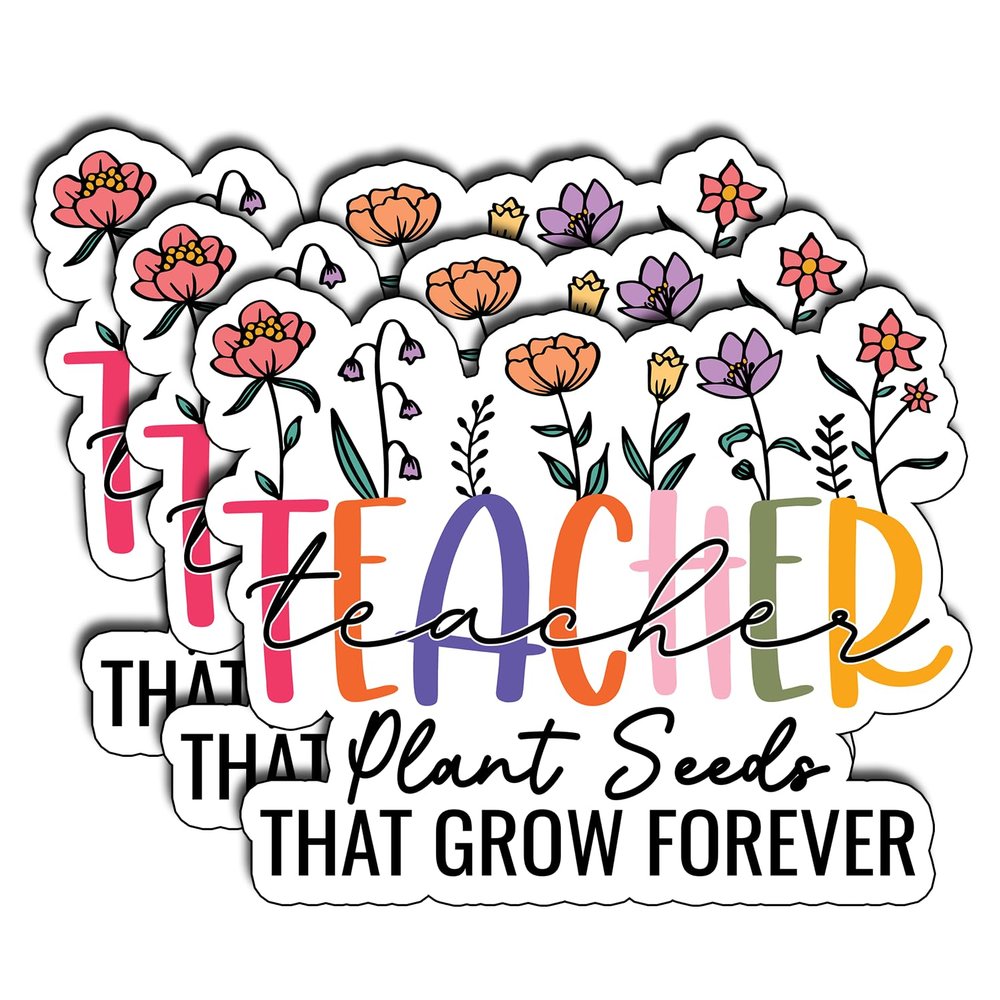 (3Pcs) Teacher Plant Seeds That Grow Forever Sticker,Stickers Back to School Gifts for Teacher Decorate Books Phone Laptops Water Bottles Waterproof Vinyl Decals Funny Teaching Size 2.3" x 3"