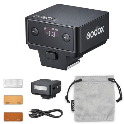 GODOX iT20 Mini TTL Camera Flash Light (45g Ultra-Light) 700 Full Flashes, 1.5s Recycle, Magnetic Accessories for Canon Nikon Sony Fuji Olympus (Black, for Canon)