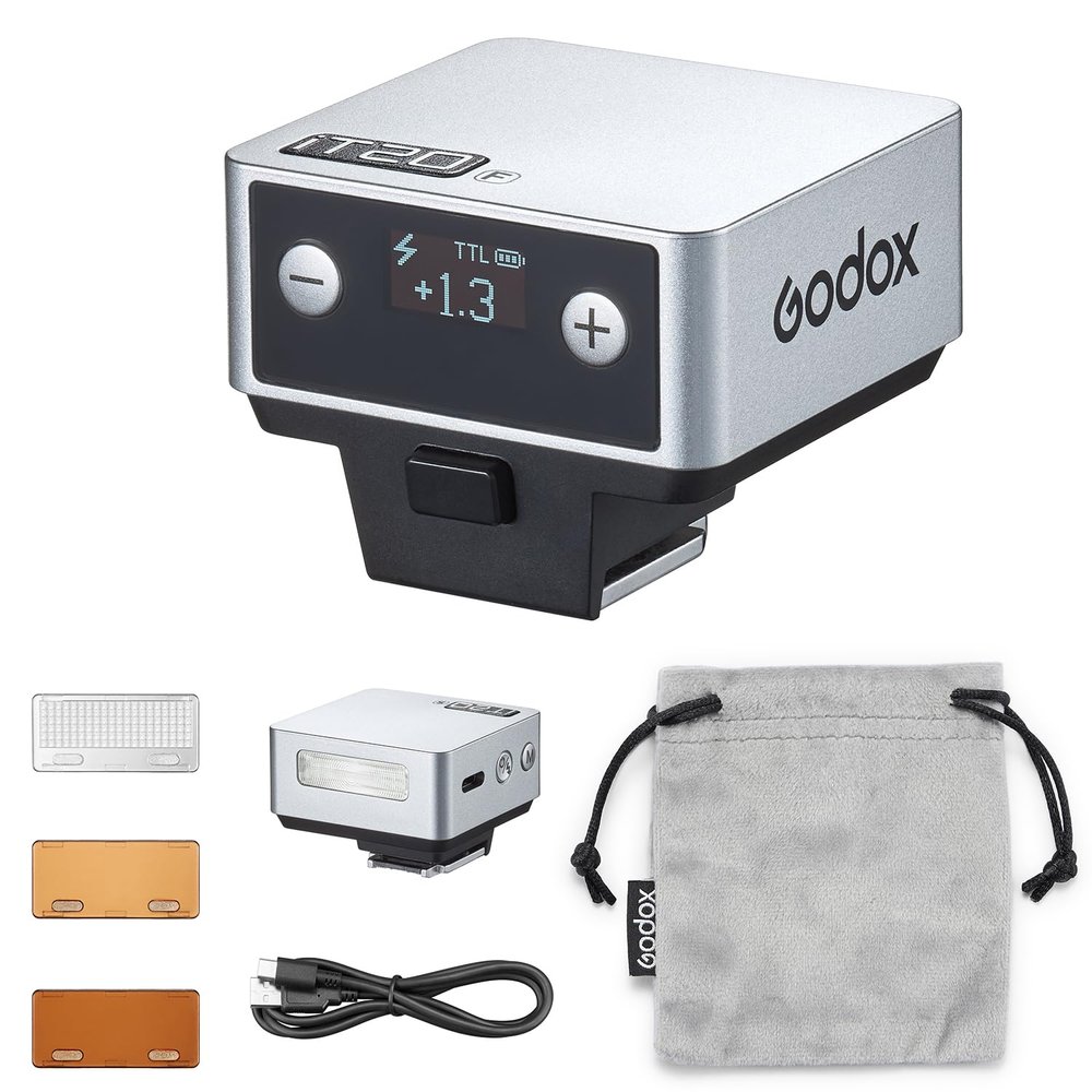 GODOX iT20 Mini TTL Camera Flash Light (45g Ultra-Light) 700 Full Flashes, 1.5s Recycle, Magnetic Accessories for Canon Nikon Sony Fuji Olympus (Siliver, for Fuji)