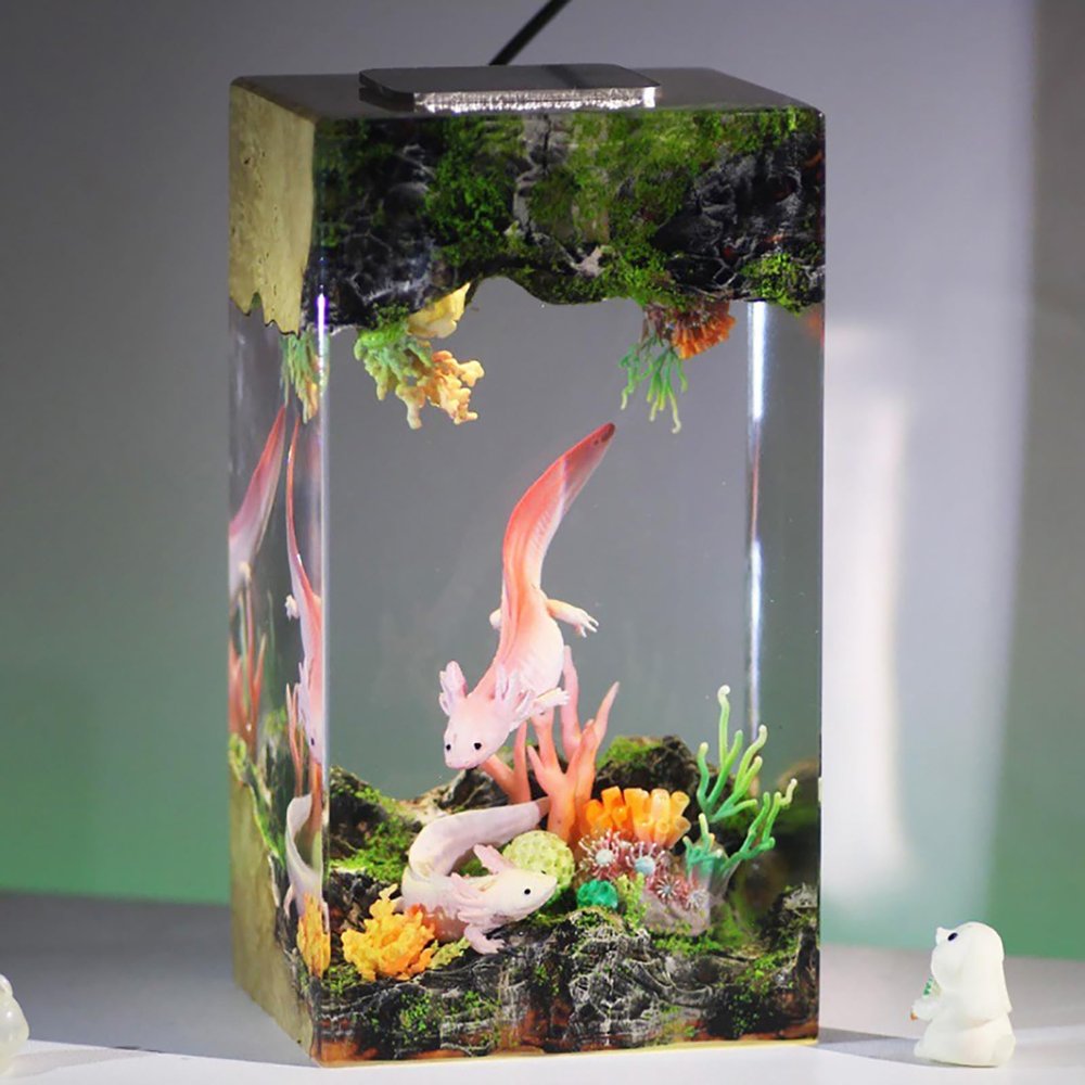 VISIOLEX Handmade Home Decoration Resin lamp - epoxy Resin Ocean Bedside lamp, Ocean Themed Perspective Painting, Variable lamp, Bedroom Decoration (Model A, 13 * 6.5cm)