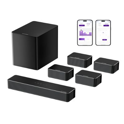 ULTIMEA 7.1 Sound Bars for Smart TV, 4 Wired Surround Speakers, Virtual Surround Sound System, 410W Peak Power, App Control, TV Soundbar with Wireless Subwoofer, Home Theater Sound System, 2025 Model