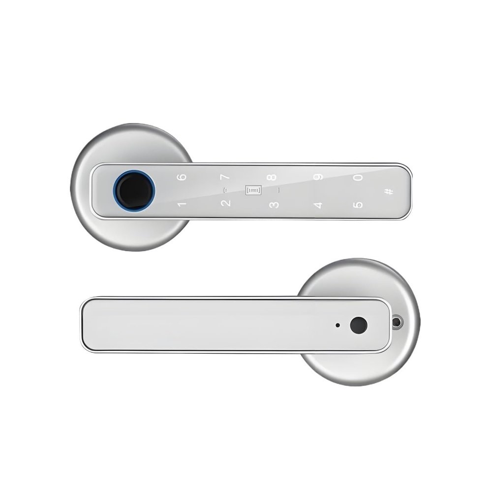 Fingerprint Smart Door Lock Compatible for TTlock, 5 Unlocking Methods with App Control, Semiconductor Sensor for Wooden Door, Blue-Tooth Enabled Home Security Silver