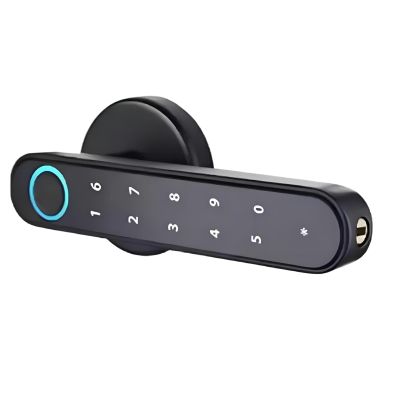 EUDOXAOE Fingerprint Smart Lock Compatible for Tuya, Electronic Password Lock with APP Control for Indoor Wooden Metal Door, Black Metal Security