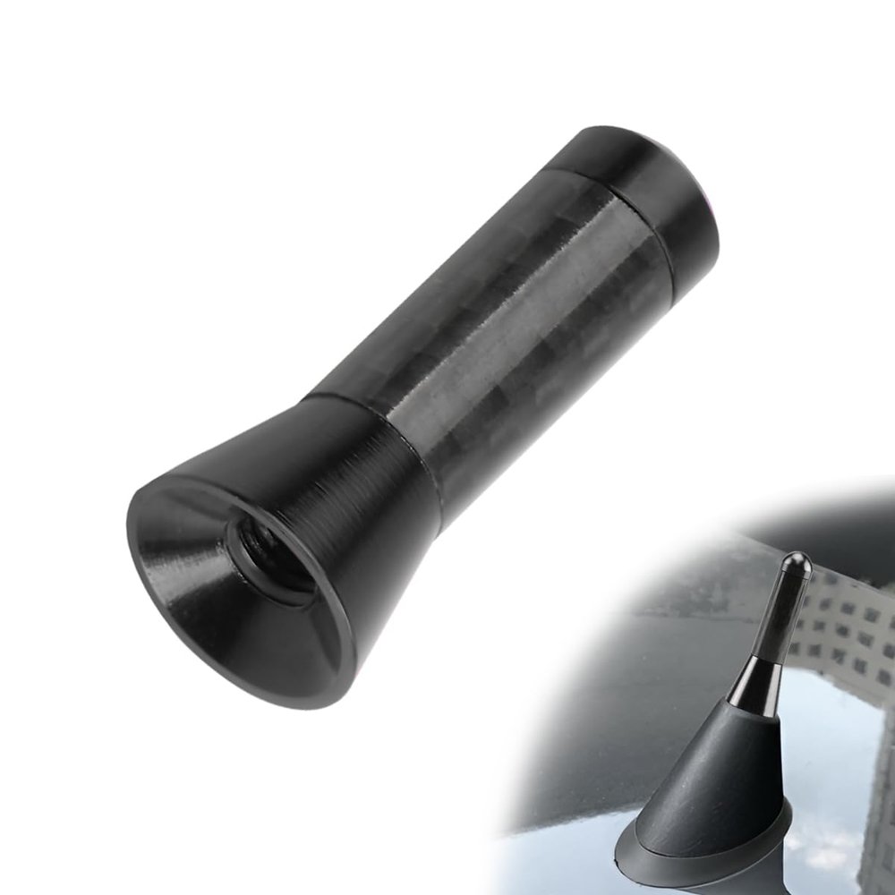 YTFRL Car Short Antenna, 1.37 Inch Stubby Aluminum Alloy Radio Antenna Replacement with Screws Rubber Gaskets, Carbon Fiber Mini Aerial Antenna for AM FM Stereo Signal Reception (Black, 1.37 inches)