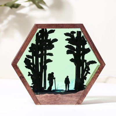VISIOLEX Handmade Home Decoration Resin lamp - epoxy Resin Ocean Bedside lamp, Ocean Themed Perspective Painting, Variable lamp, Bedroom Decoration (Model B, 7 * 7in)