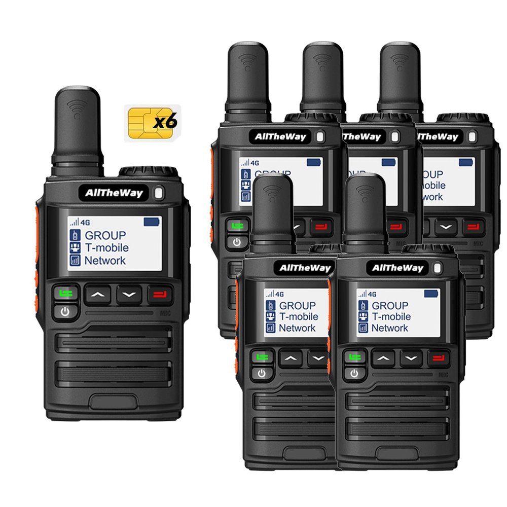 Global Walkie Talkies Unlimited Range 4G LTE PoC Radio Nationwide Long Distance Two Way Radio for Family, Logistic Company and Work Team(6 Pack with SIM Cards)