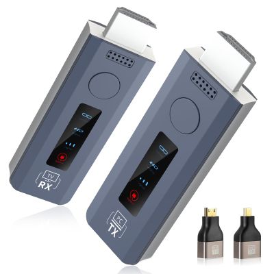Wireless HDMI Transmitter and Receiver Plug & Play HDMI Extender Kit, Supports 2K@60Hz, 98ft Range, 5G High-Speed Transmission for Laptop, PC, TV, Projector, Camera by GotoPhrixus (Grey)