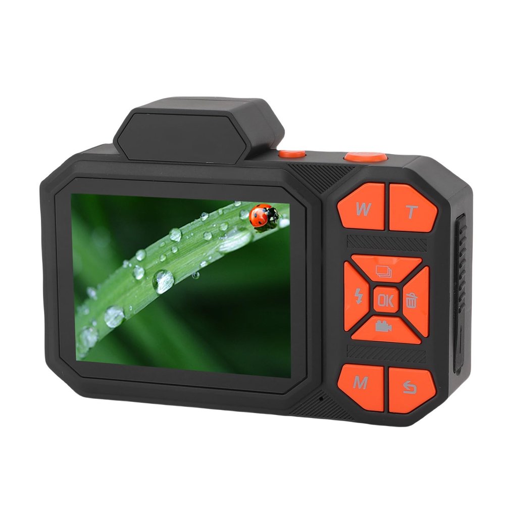 4K Digital Camera 65MP CMOS Autofocus Vlog Camcorder, 18X Zoom LED Flash for Travel Photography Video (Orange)