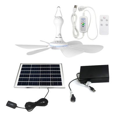 DHNDSDP Solar Fan with Remote Control 6/10w Solar Panel 6V Usb Ceiling Fans 6 Pieces Inserted ABS Blades Can Be Use for 8 Hours