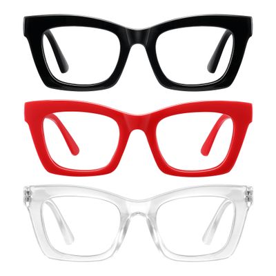 resjok 3Pack Reading Glasses for Women-Blue Light Blocking Readers Fashion Square Eyeglasses with Spring Hinge(Mix5, 1.0x)