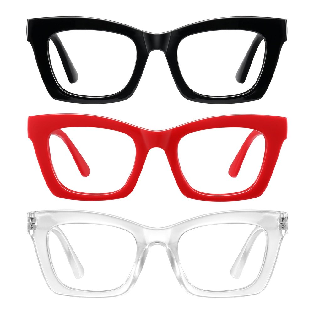 resjok 3Pack Reading Glasses for Women-Blue Light Blocking Readers Fashion Square Eyeglasses with Spring Hinge(Mix5, 1.0x)