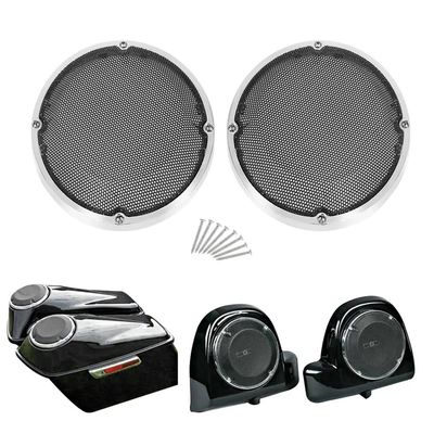 6.5 Inch Round Mesh Speaker Grills Cover Saddlebag Lid Compatible With Touring Electra Road Street FLHT Motorcycle Models 1983-2023(Speaker Grill A)