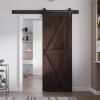 FREDBECK 32in x 80in Brown Wood Barn Door with 5.5ft Barn Door Hardware Track Kit Included, Double Surfaces,Simple Assembly is Required,K-Frame,Coffee view 1