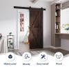 FREDBECK 32in x 80in Brown Wood Barn Door with 5.5ft Barn Door Hardware Track Kit Included, Double Surfaces,Simple Assembly is Required,K-Frame,Coffee view 2
