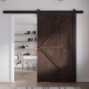 FREDBECK 54in x 84in Brown Barn Door with 9ft (108inch) Barn Door Hardware Track Kit Included, Double Surfaces,Simple Assembly is Required,K-Frame,Coffee view 1