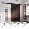 FREDBECK 54in x 84in Brown Barn Door with 9ft (108inch) Barn Door Hardware Track Kit Included, Double Surfaces,Simple Assembly is Required,K-Frame,Coffee view 2