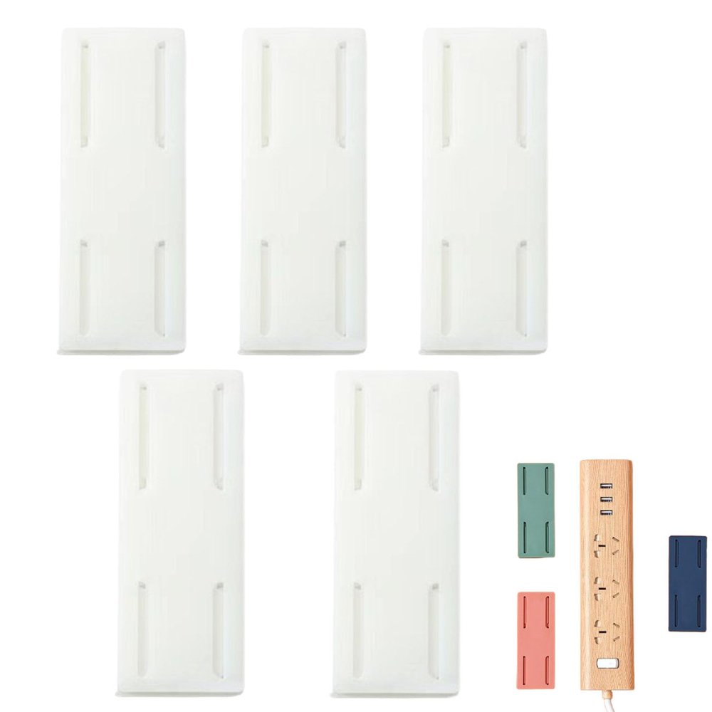 Adhesive Punch-Free Socket Holder, Strong Wall Mount Power Strip Organizer, Self Adhesive Power Strip Holder, Damage-Free Installation & Space-Saving Design for Home Office or Kitchen (White,5pcs)