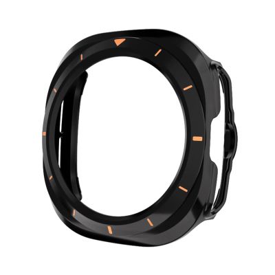 TYEMLM PC Protective Cover for Samsung Galaxy Watch 7 Ultra 47mm Protect Shell for Galaxy Watch 7 Ultra 47mm SmartWatch Protector Case(Original Black Orang)