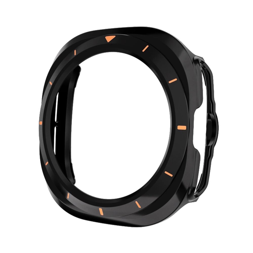TYEMLM PC Protective Cover for Samsung Galaxy Watch 7 Ultra 47mm Protect Shell for Galaxy Watch 7 Ultra 47mm SmartWatch Protector Case(Original Black Orang)