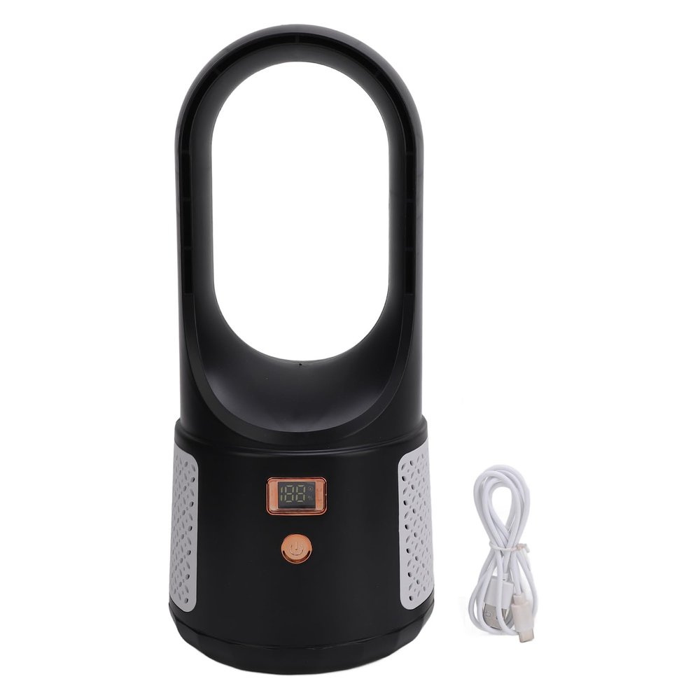 Bladeless Tower Fan Portable USB Rechargeable Desk Fan Standing Fans with 6 Speeds Wind Quiet Bladeless Cooling Fan with LED Display for Home Bedroom Office
