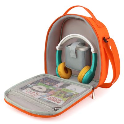 Gaga city Travel Bag compatible with Yoto Mini (2024 Edition), Storage Case Holds Audio Player, Headphones and up to 50 Cards (Orange)