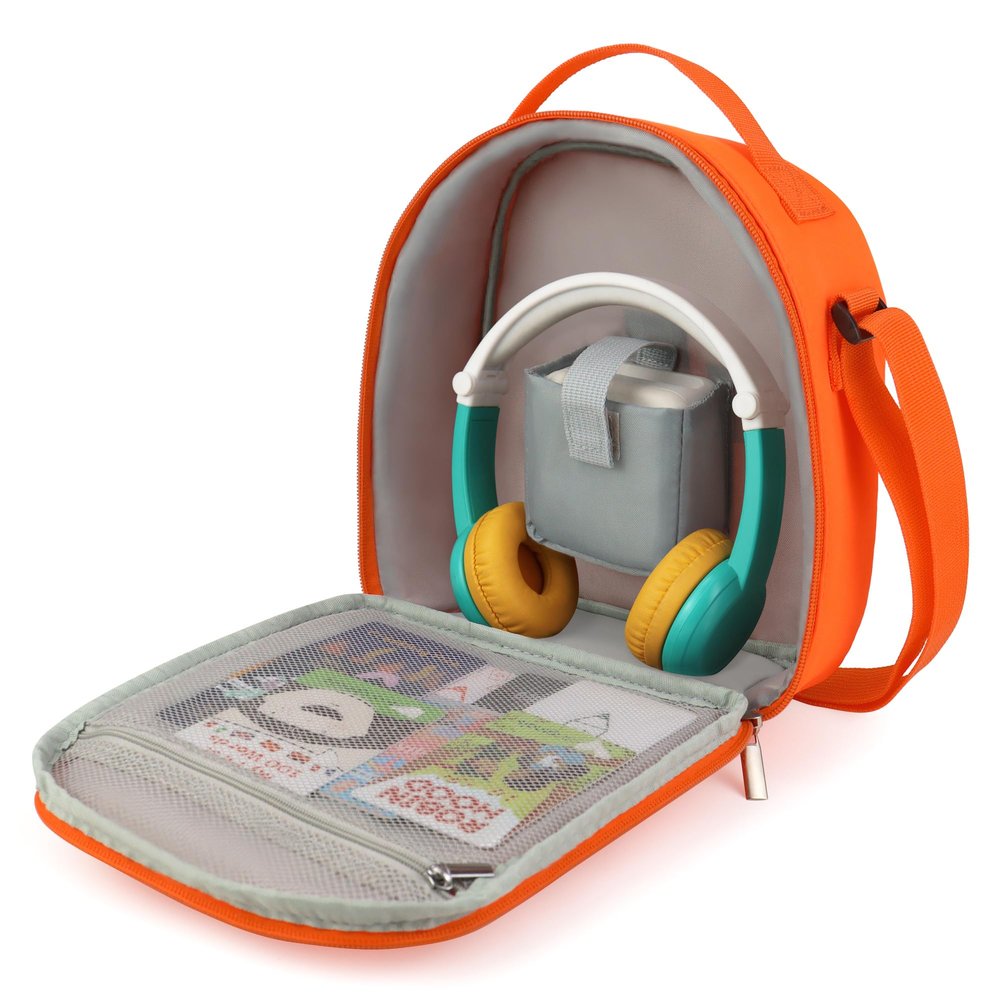 Gaga city Travel Bag compatible with Yoto Mini (2024 Edition), Storage Case Holds Audio Player, Headphones and up to 50 Cards (Orange)