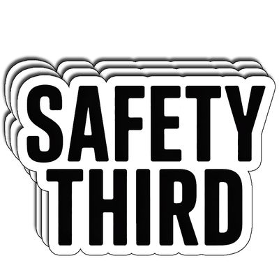 (03PCS) Safety Third Sticker, Minimal Workplace Safety Vinyl Decal, Industrial Sarcastic Sticker for Hard Hat Laptop Toolbox. Size