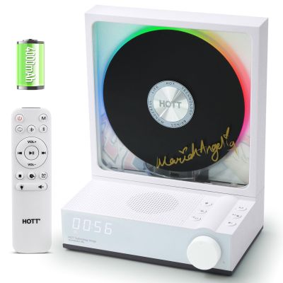 HOTT C229 Portable CD Player Bluetooth 5.3 CD Players for Home,Music Player with HiFi Speaker,Recheageable 4000mAh, Micro SD/AUX/Optical Fiber Delivers Desktop CD Players (Blue White)