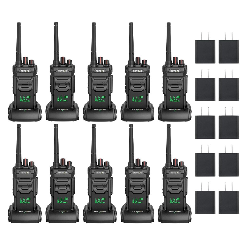 Retevis RT48H(2rd Gen RT48) 2 Way Radios Long Range, Fast Charing, Hidden Display, 1500mAh, IP67 Waterproof, Type-C, VOX, FRS Professional Walkie Talkies for Bussiness Security Farm (10 Pack)