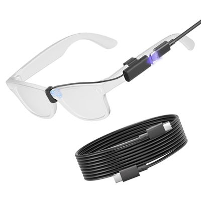 Charging Cable Accessories Compatible with Ray-Ban & Oakley Meta Smart Glasses  Always-On Short Cord + Bonus 1m USB-C Cable, Works with Wayfarer, Skyler, Headliner, HSTN, Smart Chip Stable Charging