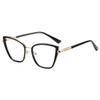 weiyuchen Tr90 Cat Eye Glasses Frame Retro Clear Lens Half Metal Female Blue Light Blocking Glasses (black gold frame) view 1