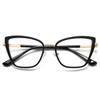 weiyuchen Tr90 Cat Eye Glasses Frame Retro Clear Lens Half Metal Female Blue Light Blocking Glasses (black gold frame) view 2