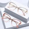 weiyuchen Tr90 Cat Eye Glasses Frame Retro Clear Lens Half Metal Female Blue Light Blocking Glasses (black gold frame) view 3
