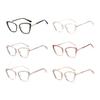 weiyuchen Tr90 Cat Eye Glasses Frame Retro Clear Lens Half Metal Female Blue Light Blocking Glasses (black gold frame) view 4