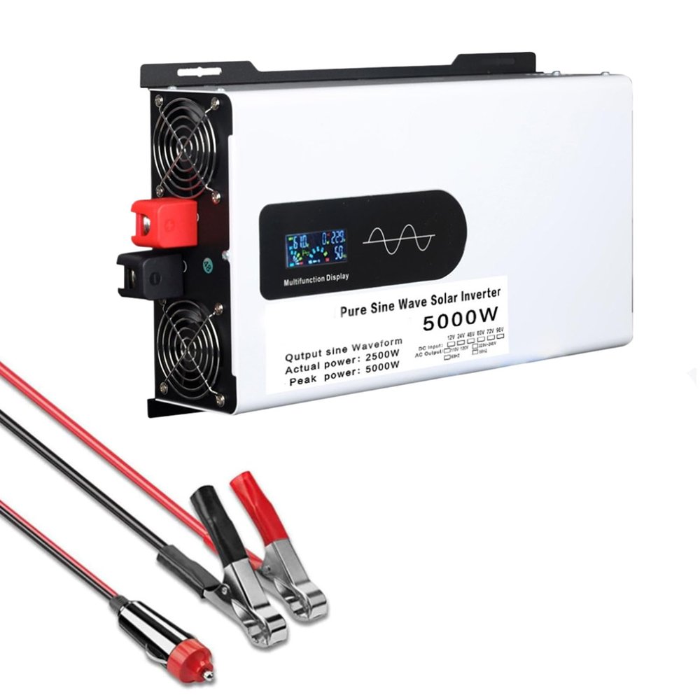 12v to 110v,Car Inverter, Peak Power 5000W Pure Sine Wave Power Inverter with LCD Display, DC 12V 24V 48V 60V 72V to AC 110V/220V Voltage Converter for Home/Car/Camping