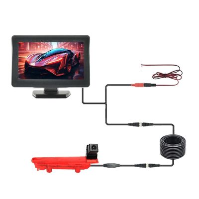 170 Wide Angle Waterproof Car Brake Light Rear View Reverse Camera with 4.3-inch Car Monitor Compatible with VW T5/T6 2010-2017(Orange)