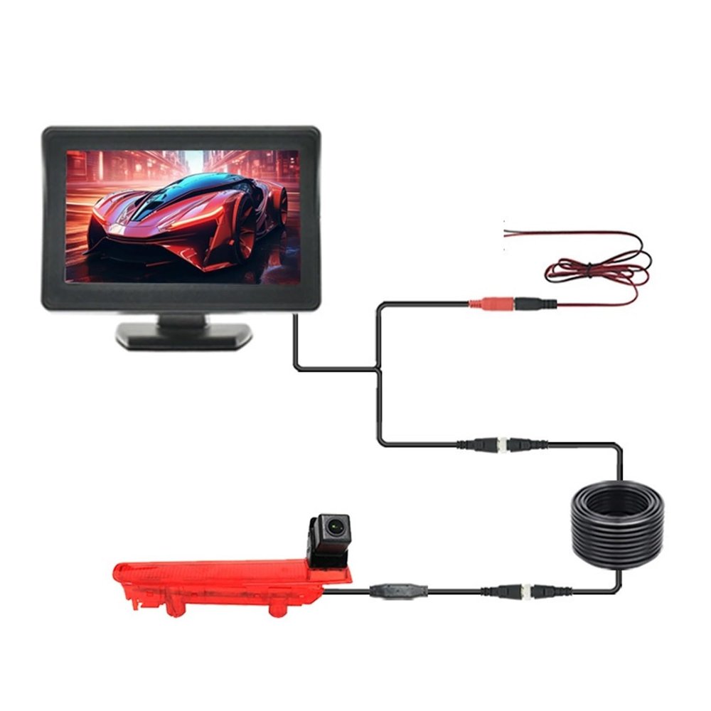 170 Wide Angle Waterproof Car Brake Light Rear View Reverse Camera with 4.3-inch Car Monitor Compatible with VW T5/T6 2010-2017(Orange)