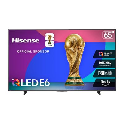 Hisense 65" E6 Cinema Series Hi-QLED 4K UHD Smart Fire TV (65E6QF, 2025 Model) -AI Light Sensor, Dolby Vision  Atmos, Voice Remote with Alexa, Motion Rate 120, HDR 10+ Adaptive, Game Mode Plus