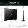Hisense 75" E6 Cinema Series Hi-QLED 4K UHD Smart Fire TV (75E6QF, 2025 Model) - AI Light Sensor, Dolby Vision Atmos, Voice Remote with Alexa, Motion Rate 120, HDR 10+ Adaptive, Game Mode Plus view 3