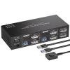 8K Dual Monitor Displayport KVM Switch 2 Monitors 2 Computers 4K 144Hz DP KVM Switcher USB3.0 Selector 2 PC Share Keyboard Mouse(EU Power Adapter) view 1