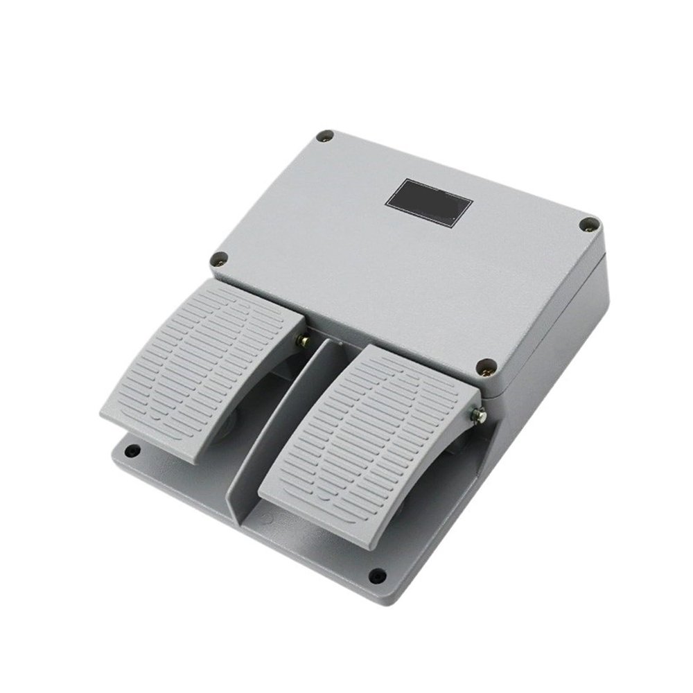 YDT-16 Double Foot Switch Silver Copper Contact Reset Latching Aluminum AC380V DC220V Foot Pedal Switches 10A(Reset Copper ct)